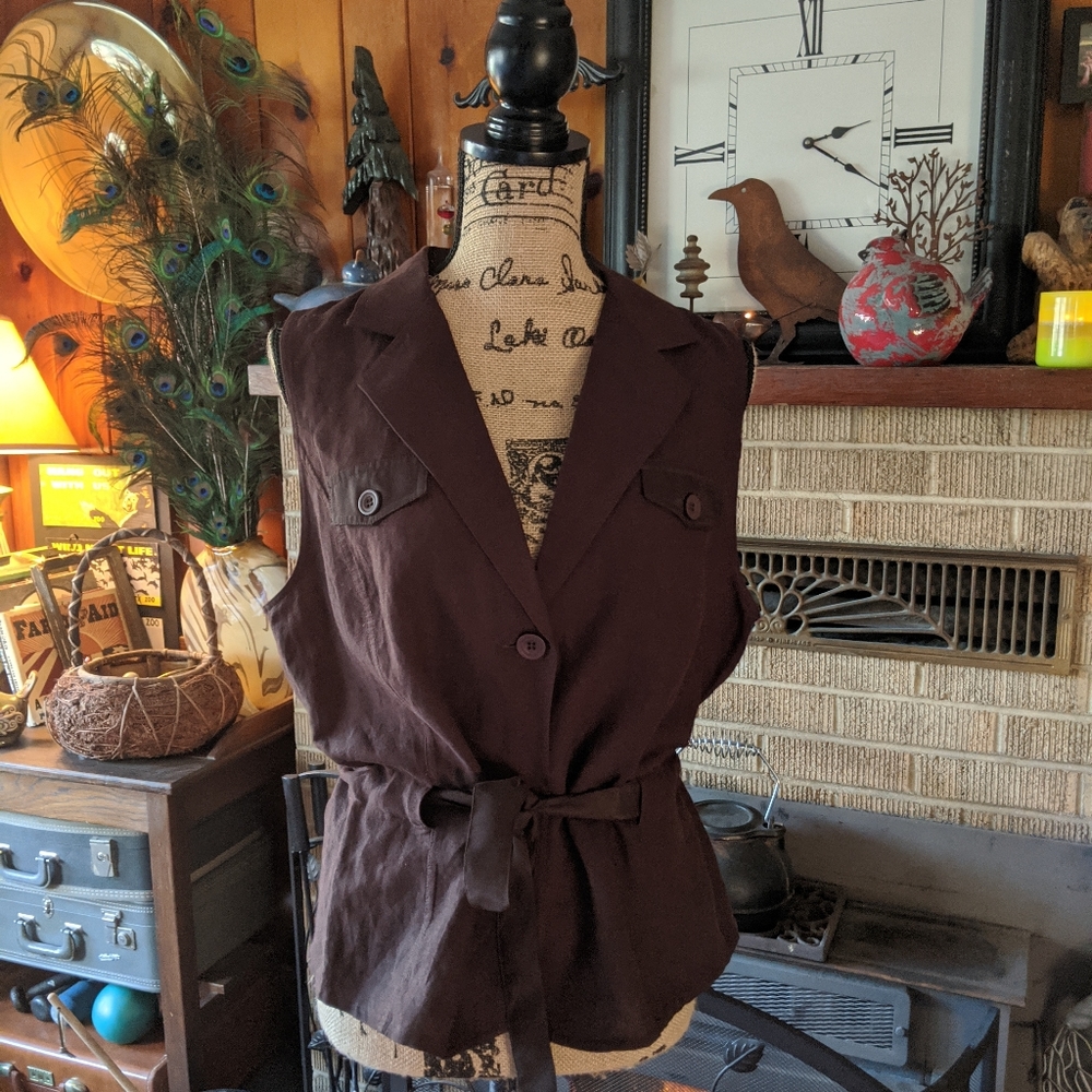 Christopher Banks Linen chocolate brown Vest